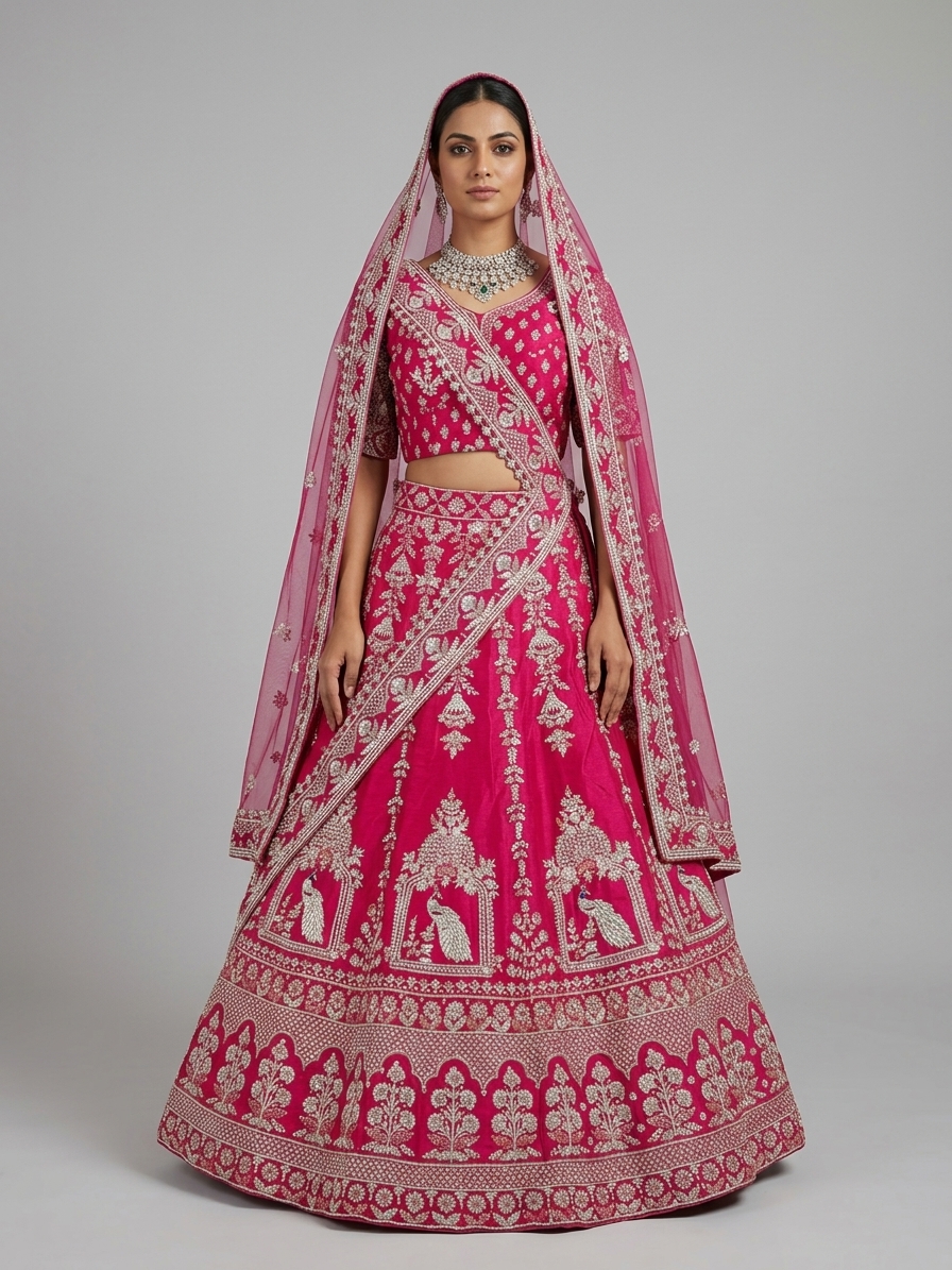 Bridal Lehnga - Anas - 1371 — Model — front view