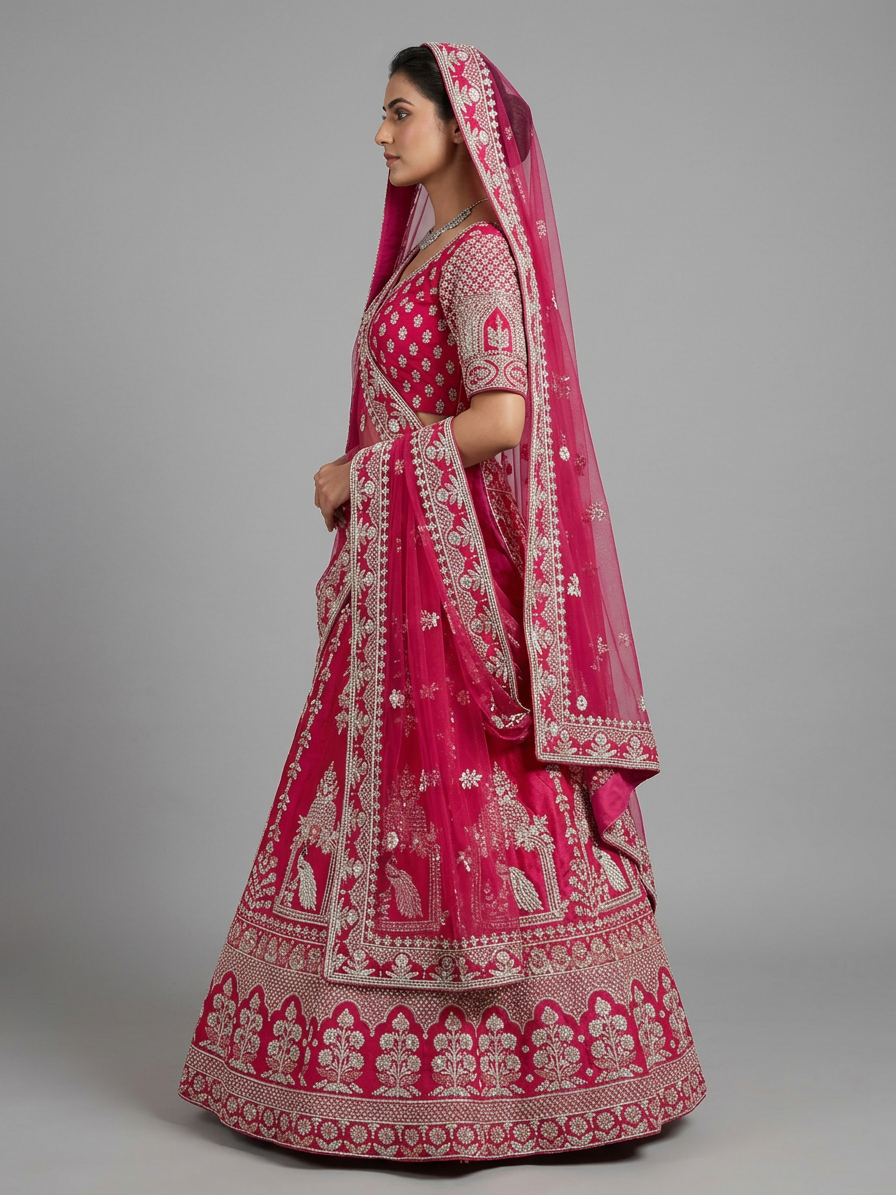 Bridal Lehnga - Anas - 1371 — Model — left side view