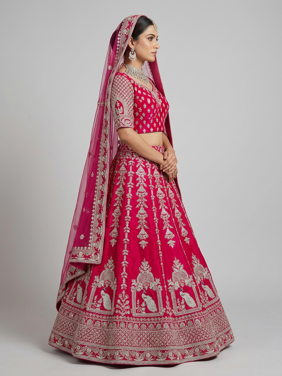 Bridal Lehnga - Anas - 1371 — Model — right side view