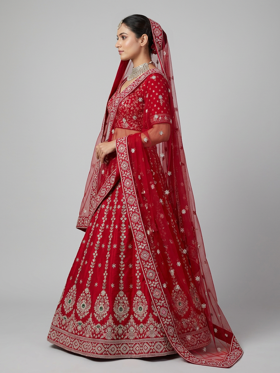 Bridal Lehnga - Anas - 1335 — Model — left side view