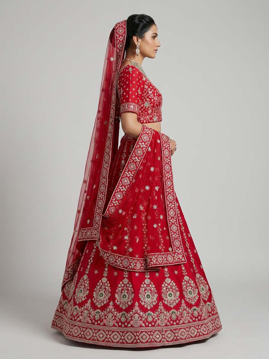 Bridal Lehnga - Anas - 1335 — Model — right side view