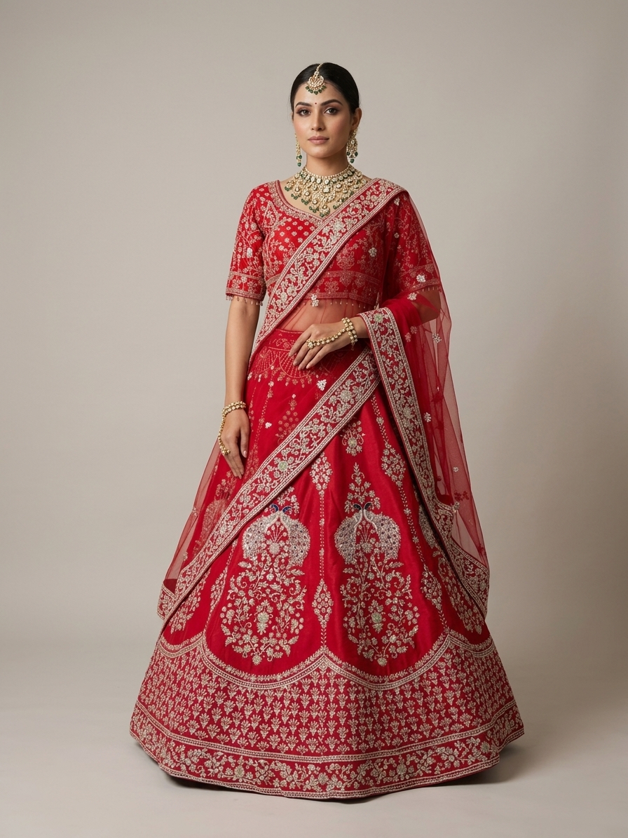 Bridal Lehnga - Anas - 1339 — Model — front view