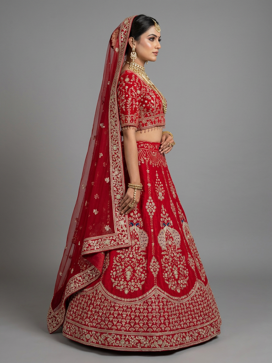 Bridal Lehnga - Anas - 1339 — Model — left side view