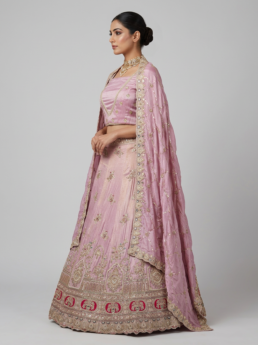 Bridal Lehnga — Model — left side view
