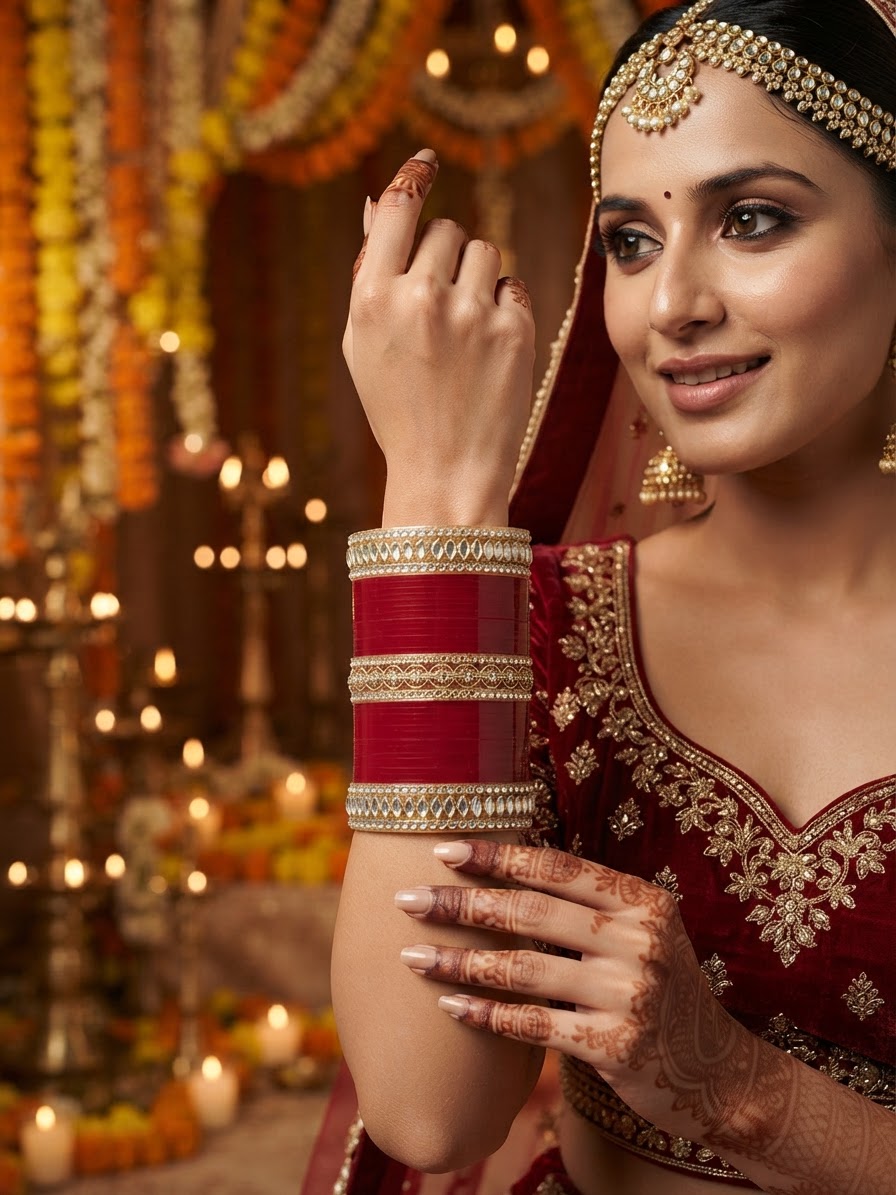 Red Seep Chura Bangle Set