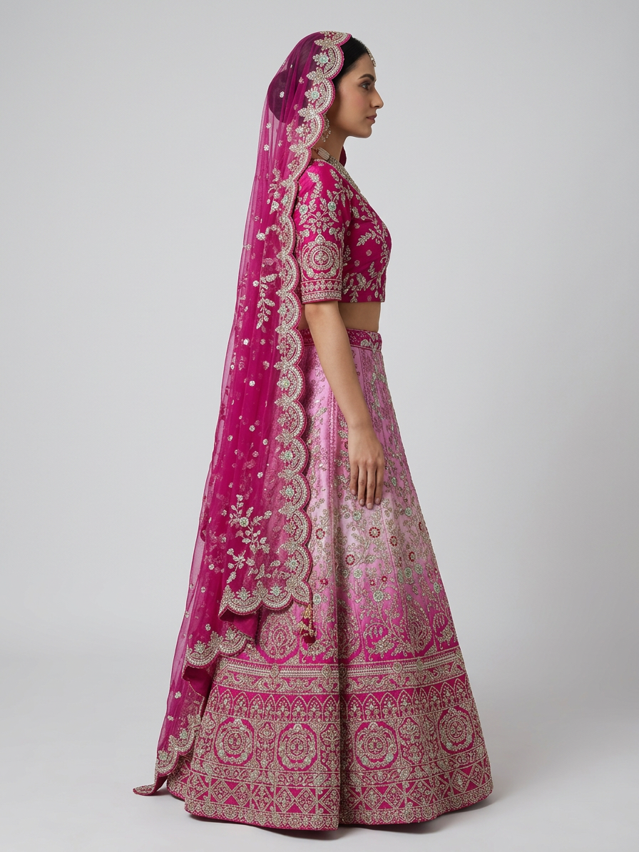 Bridal Lehnga - Roshan Zari - 6 — Model — left side view