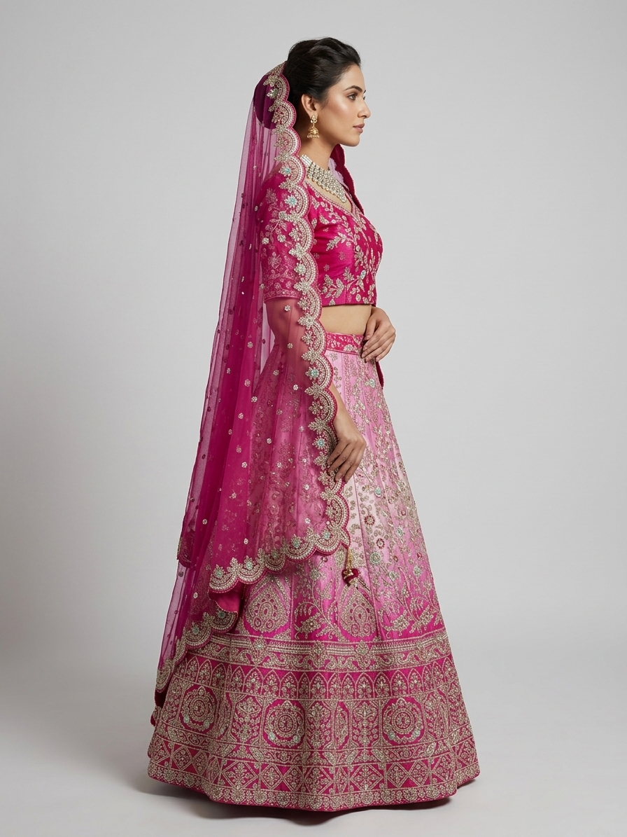 Bridal Lehnga - Roshan Zari - 6 — Model — right side view