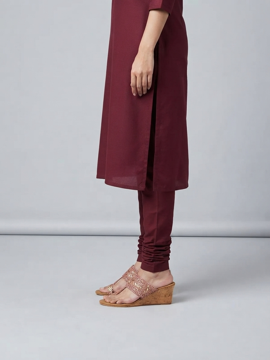 Pink Woven Cork Wedge Sandals