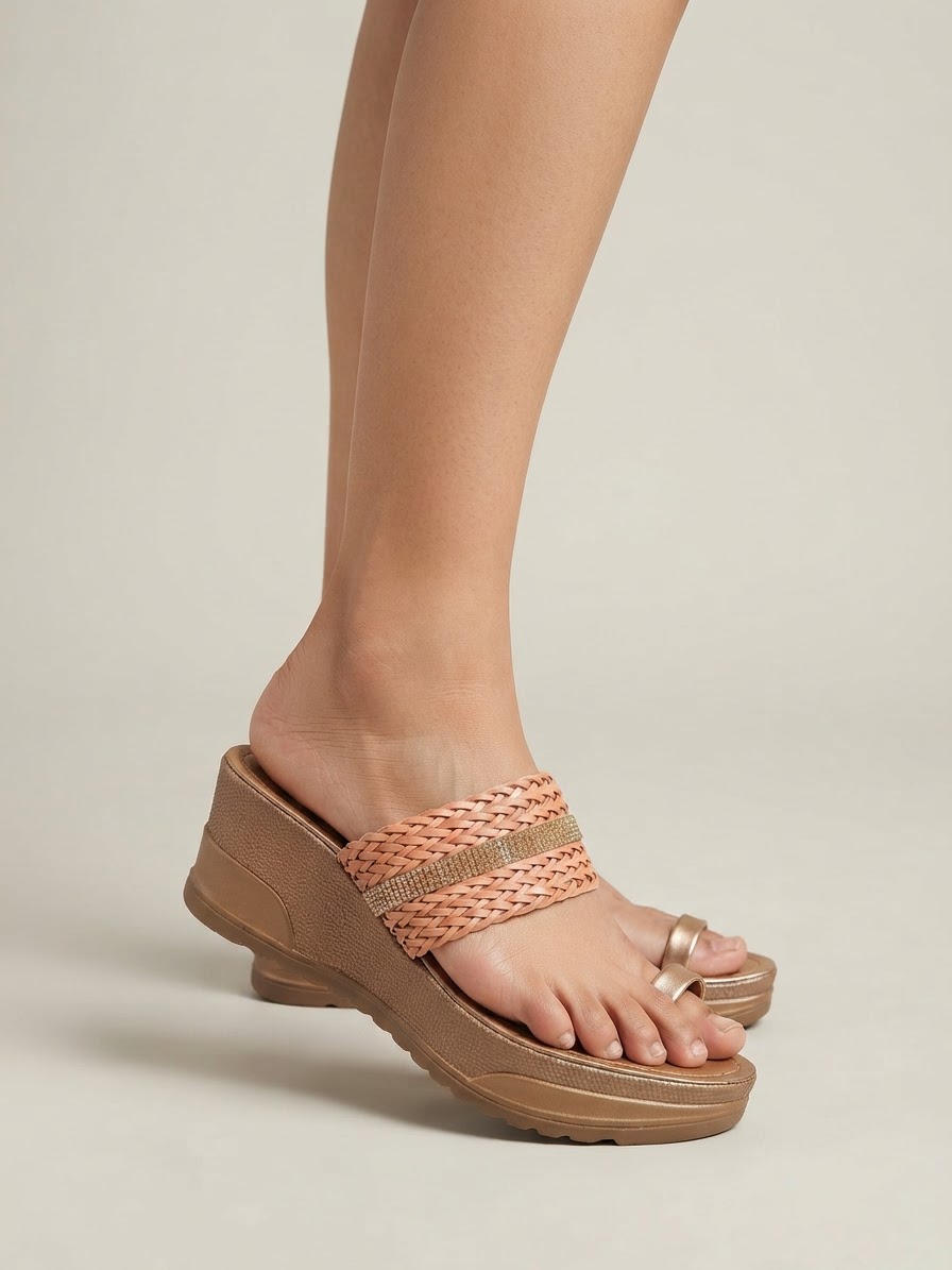 Pink Weaved Wedge Sandals | Premium Footwear