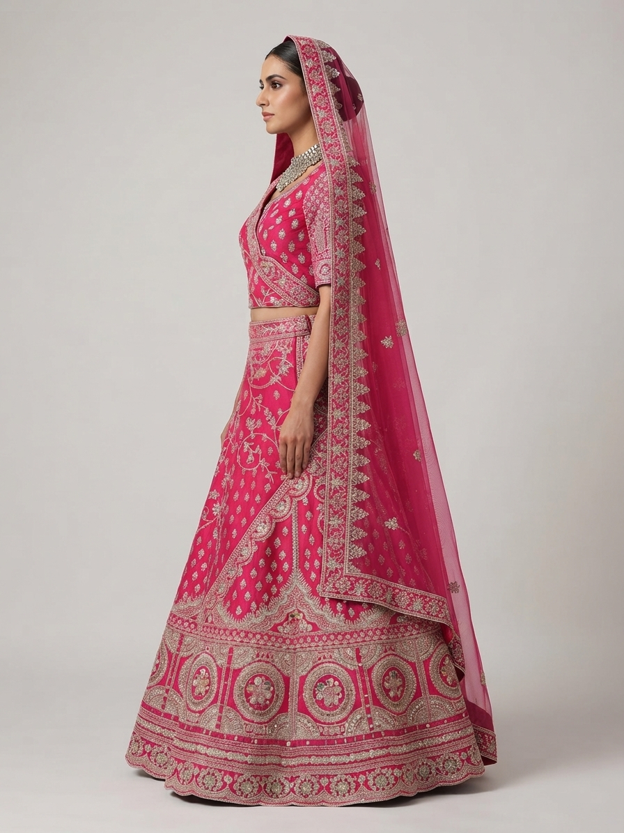 Bridal Lehnga — Model — left side view