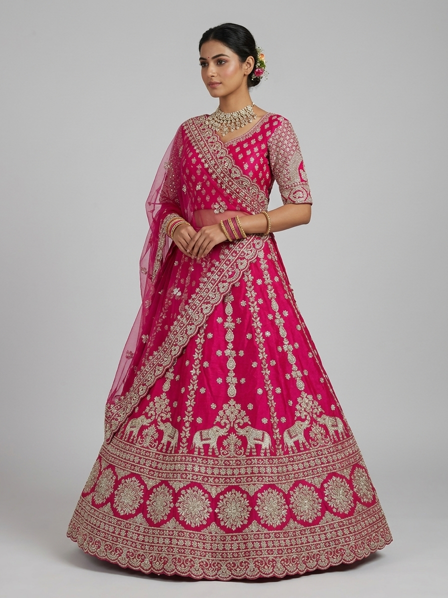 Bridal Lehnga - Anas - 1382 — Model — front view
