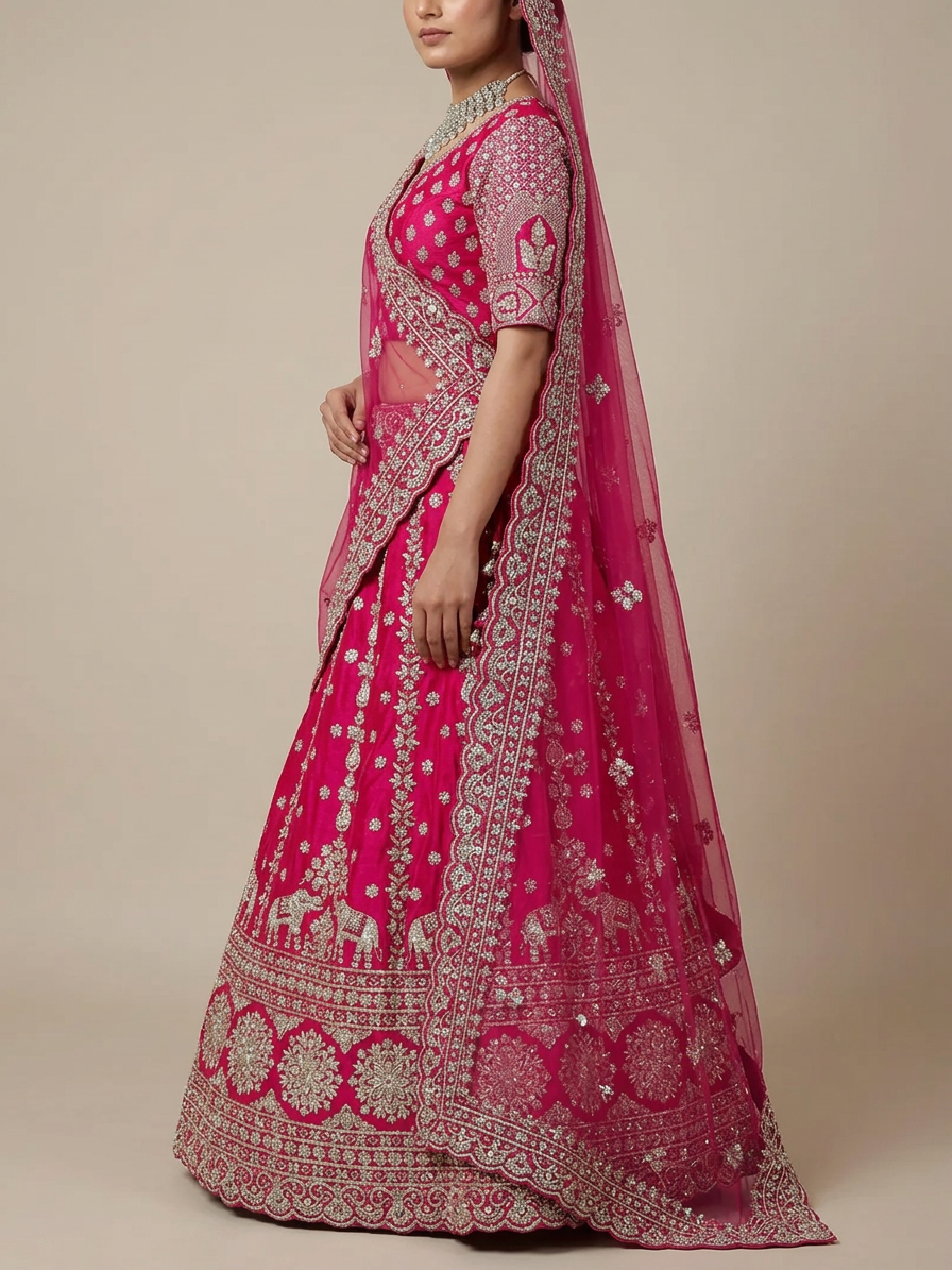 Bridal Lehnga - Anas - 1382 — Model — left side view