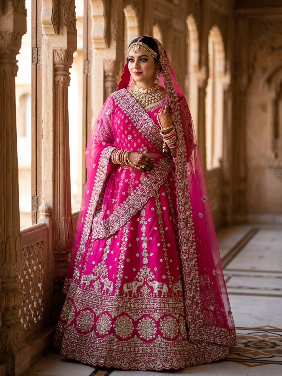Bridal Lehnga - Anas - 1382 — Indian bride wearing it · Heritage haveli