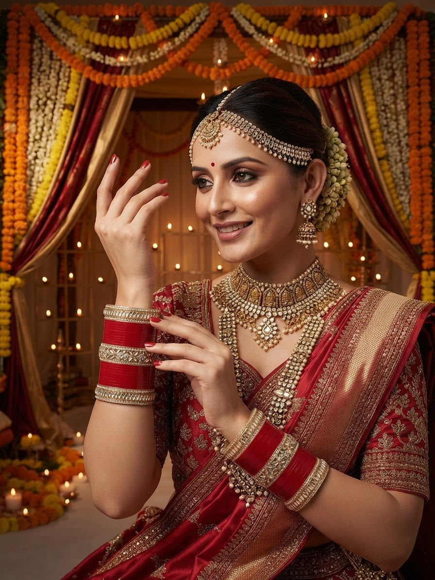 Traditional Red Seep Chura Bangle Set