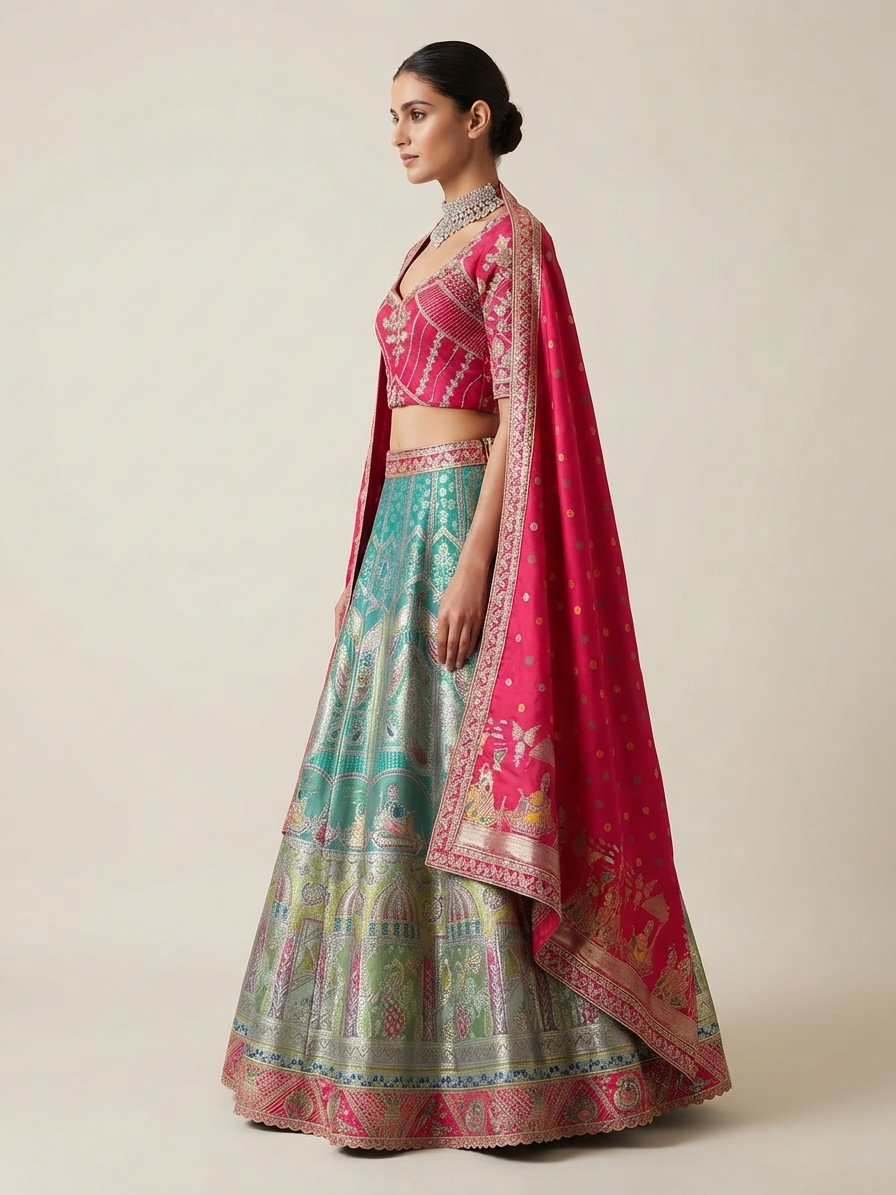Bridal Lehnga — Model — left side view