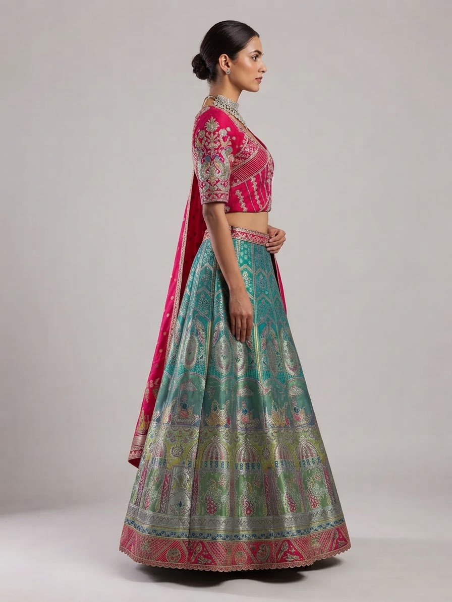 Bridal Lehnga — Model — right side view