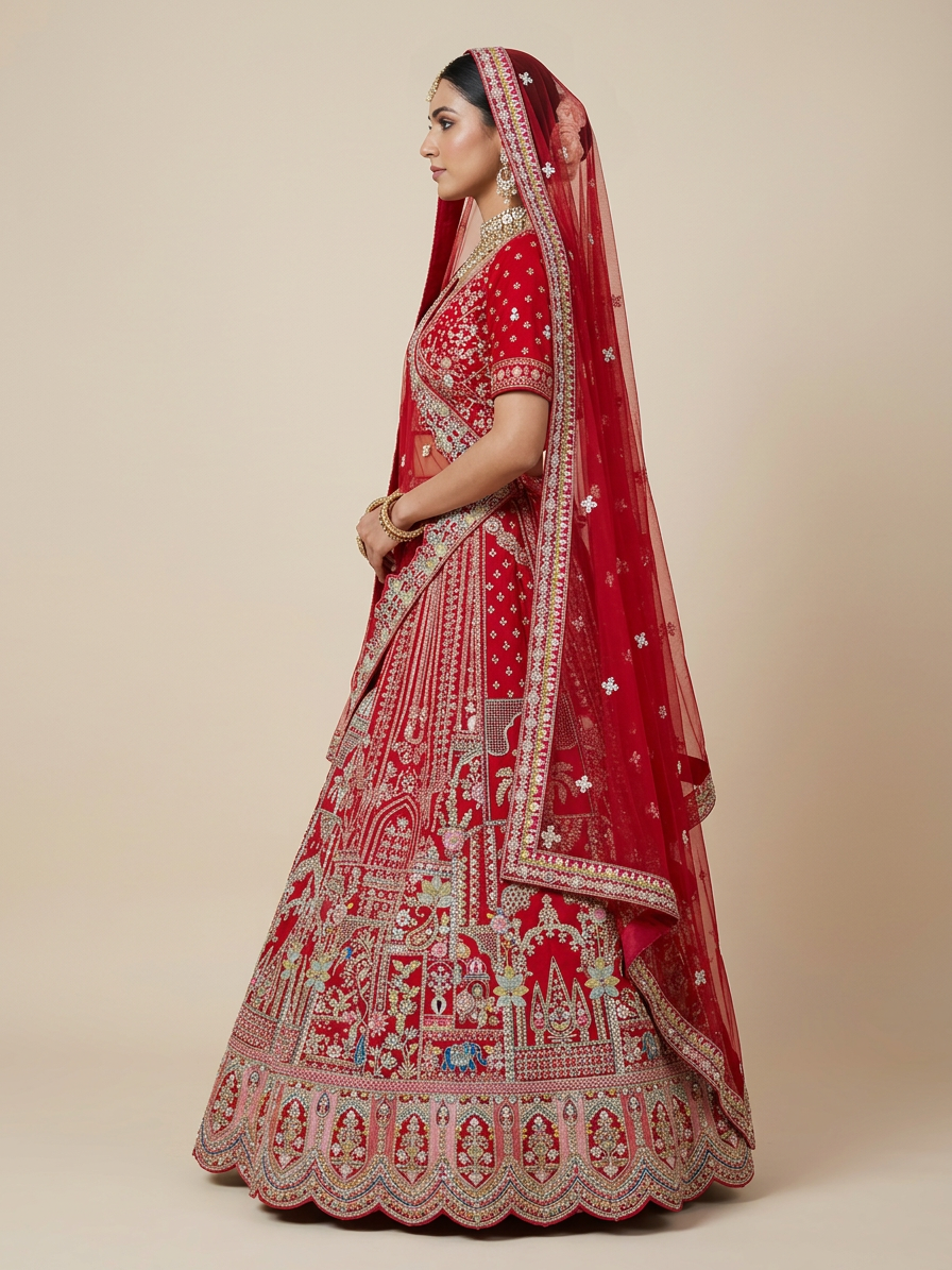 Bridal Lehnga — Model — left side view