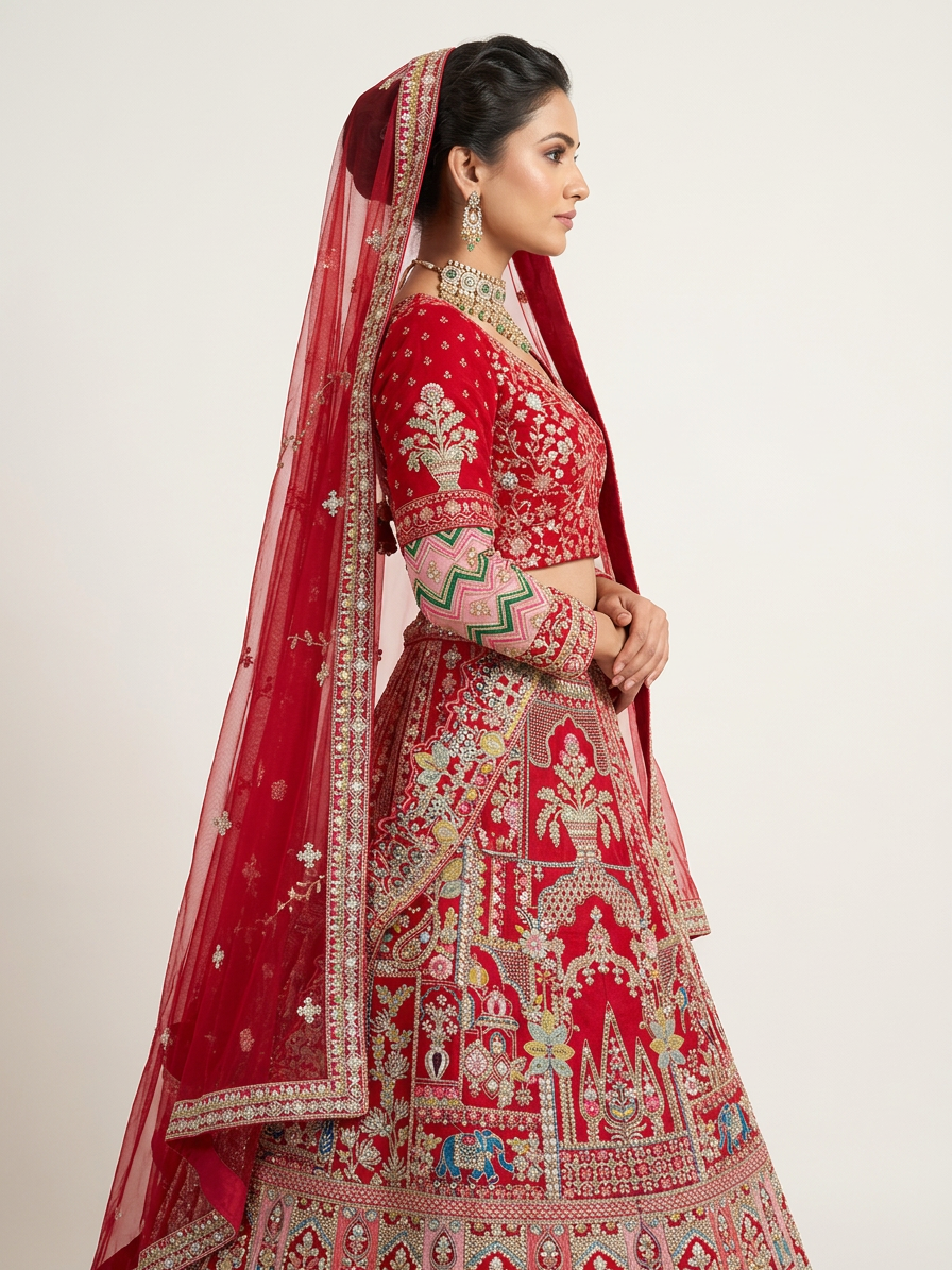 Bridal Lehnga — Model — right side view