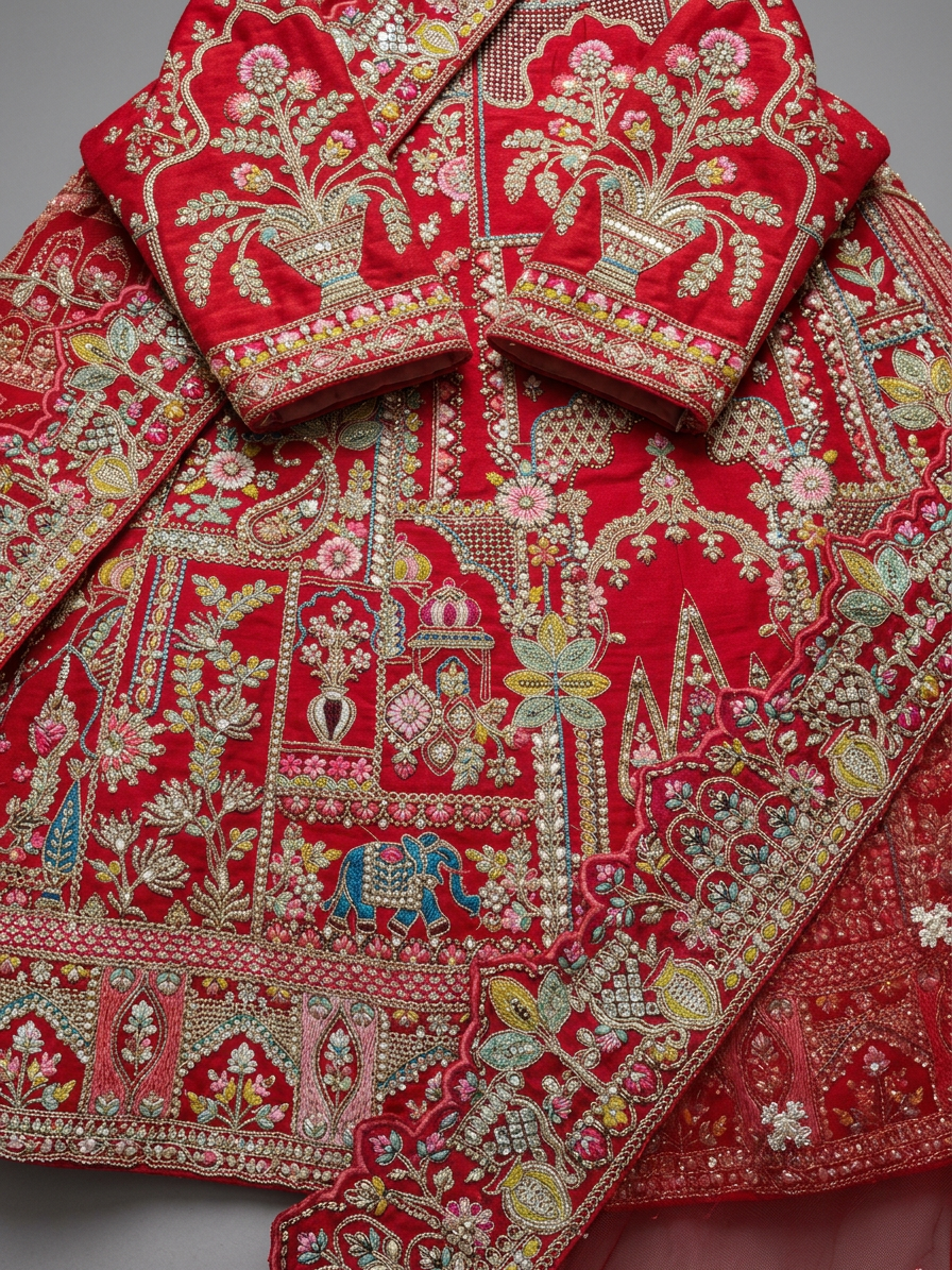 Bridal Lehnga — Fabric texture