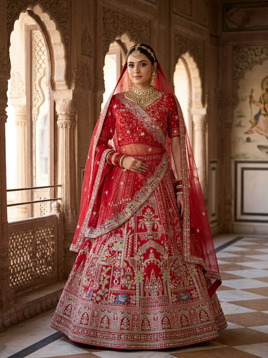 Bridal Lehnga — Indian bride wearing it · Heritage haveli