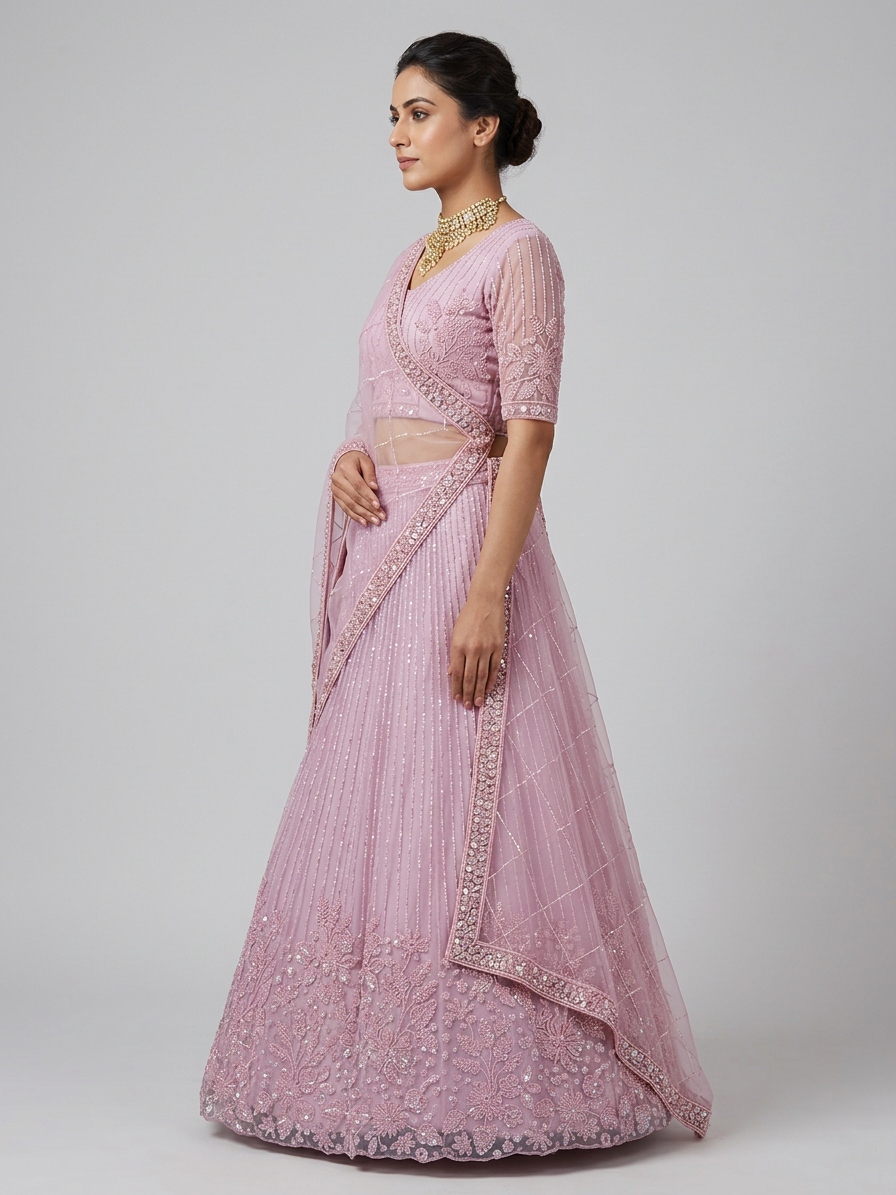 Bridal Lehnga — Model — left side view