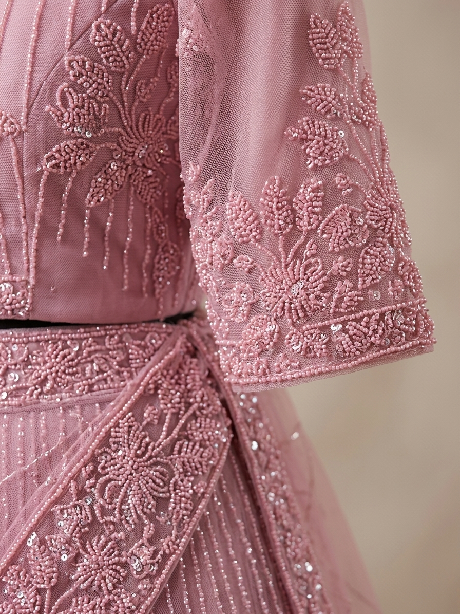 Bridal Lehnga — Macro — work close-up