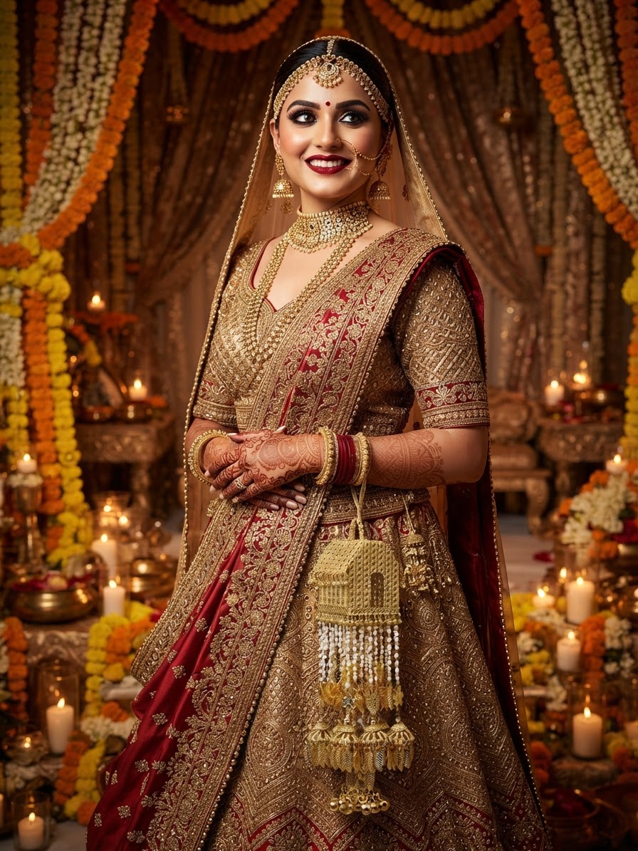 Gold House Motif Bridal Kaleera
