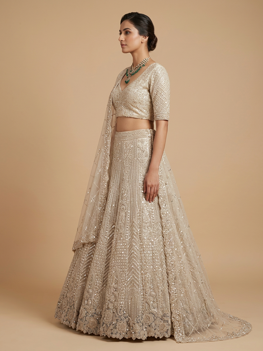 Bridal Lehnga — Model — left side view