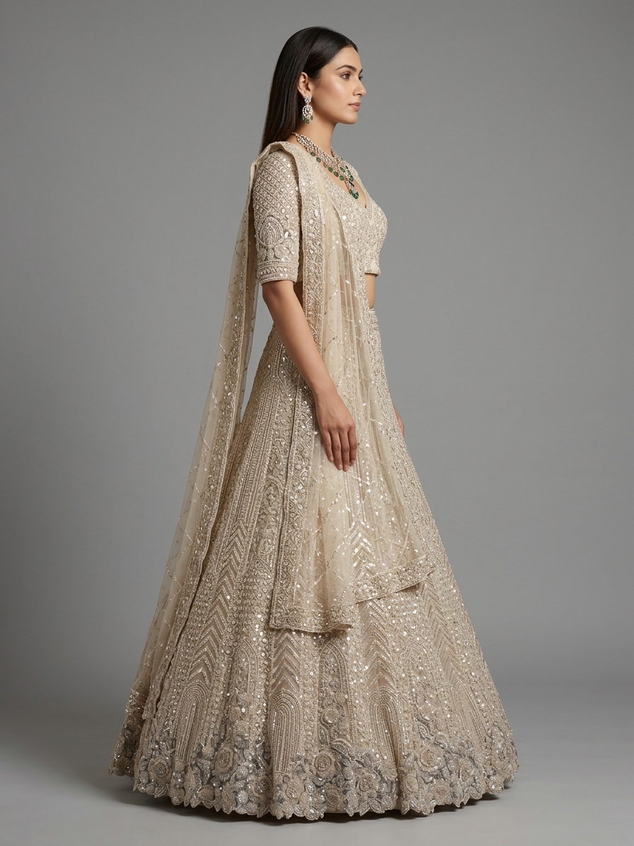 Bridal Lehnga — Model — right side view