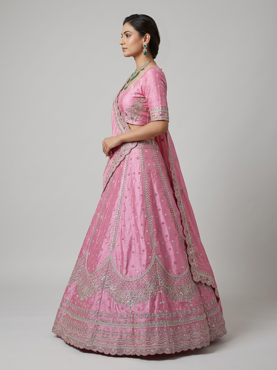Bridal Lehnga - Anas - 1291 — Model — left side view