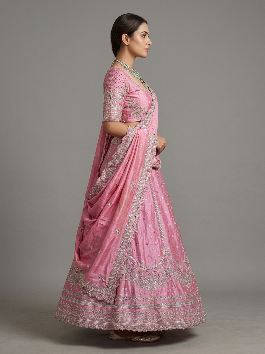 Bridal Lehnga - Anas - 1291 — Model — right side view