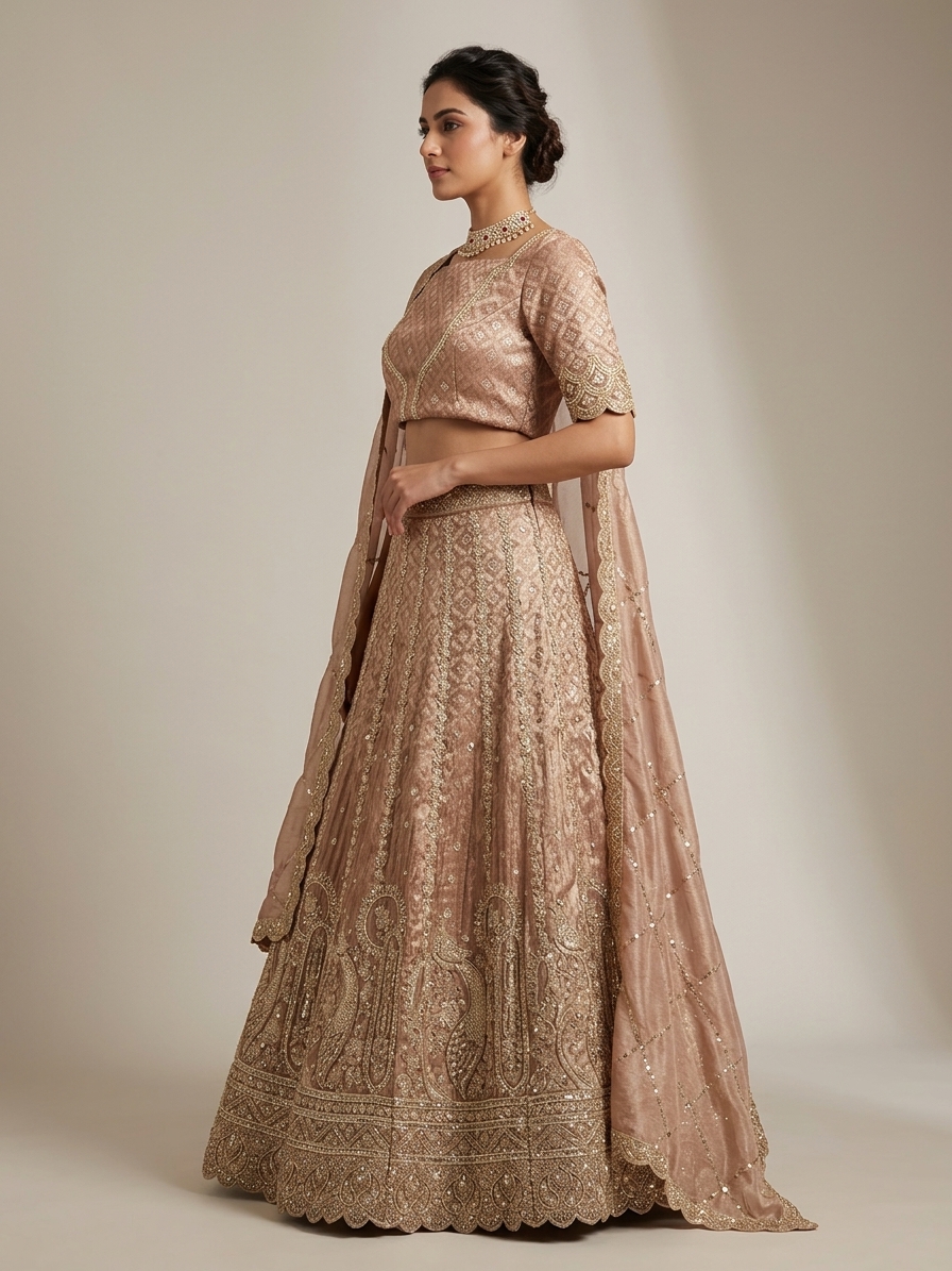 Bridal Lehnga — Model — left side view