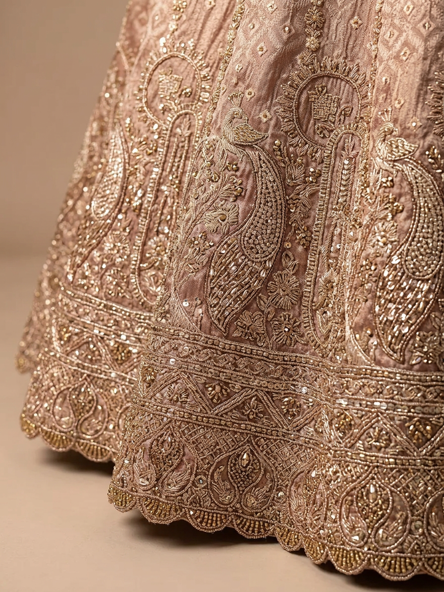 Bridal Lehnga — Macro — work close-up