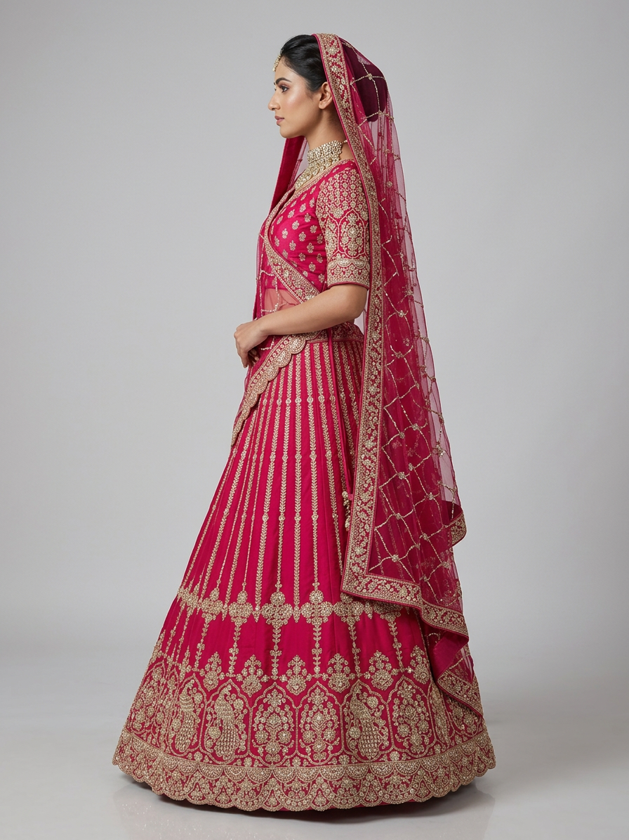 Bridal Lehnga — Model — left side view