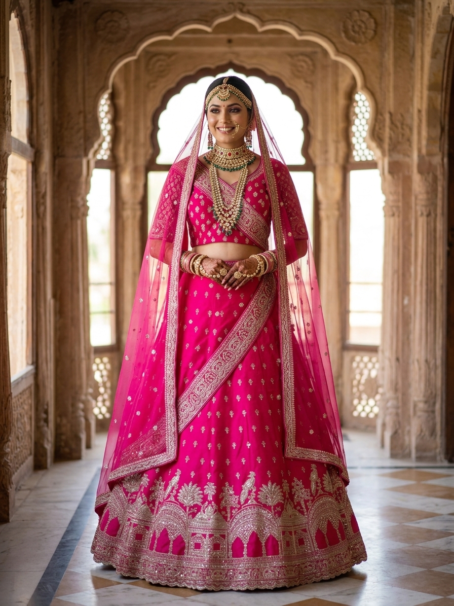 Bridal Lehnga — Indian bride wearing it · Heritage haveli
