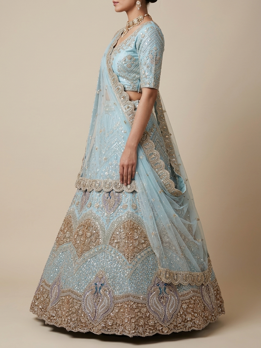 Bridal Lehnga — Model — left side view