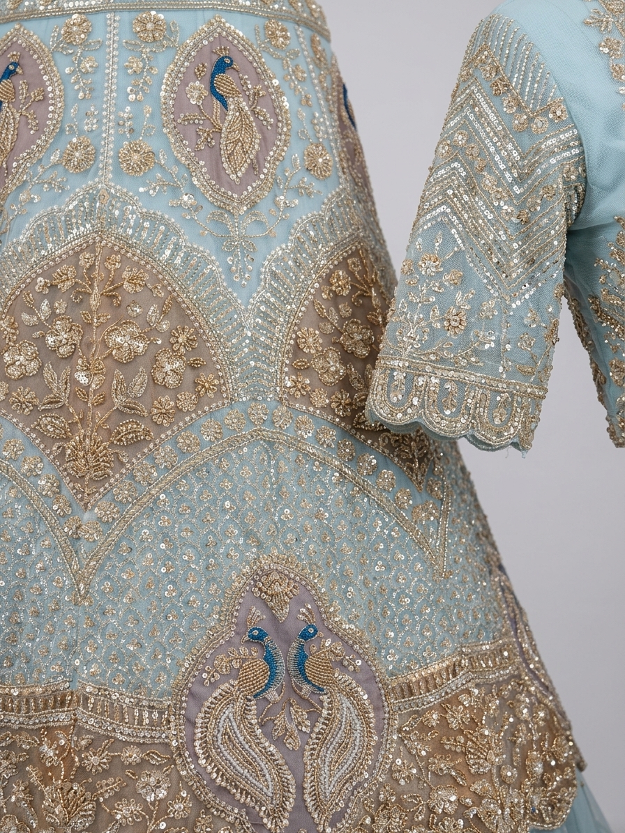 Bridal Lehnga — Macro — work close-up