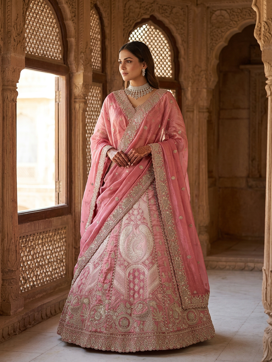 Bridal Lehnga — Indian bride wearing it · Heritage haveli