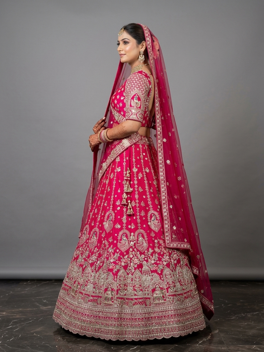 Bridal Lehnga — Model — left side view