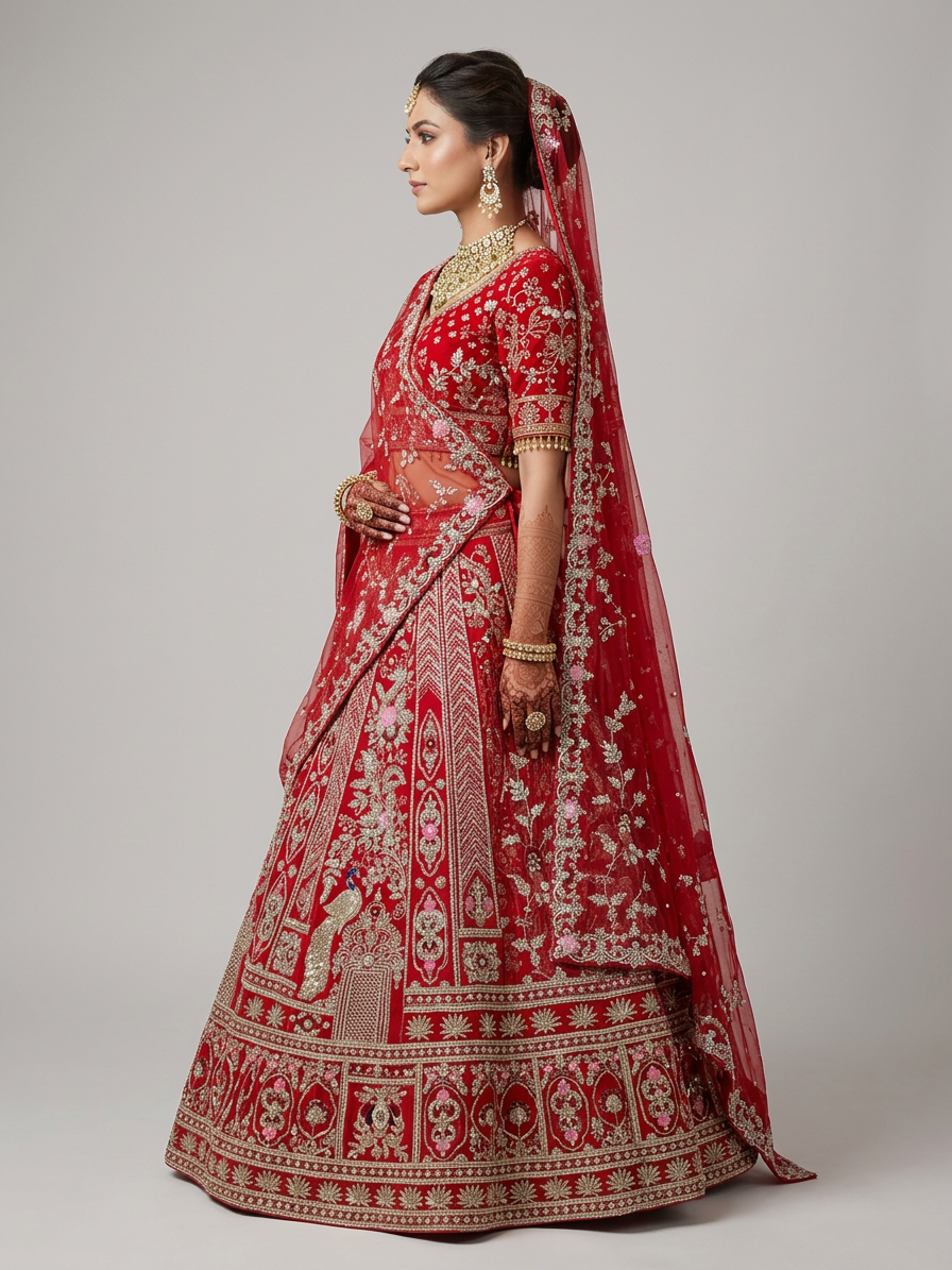 Bridal Lehnga - Sartaj -2 — Model — left side view