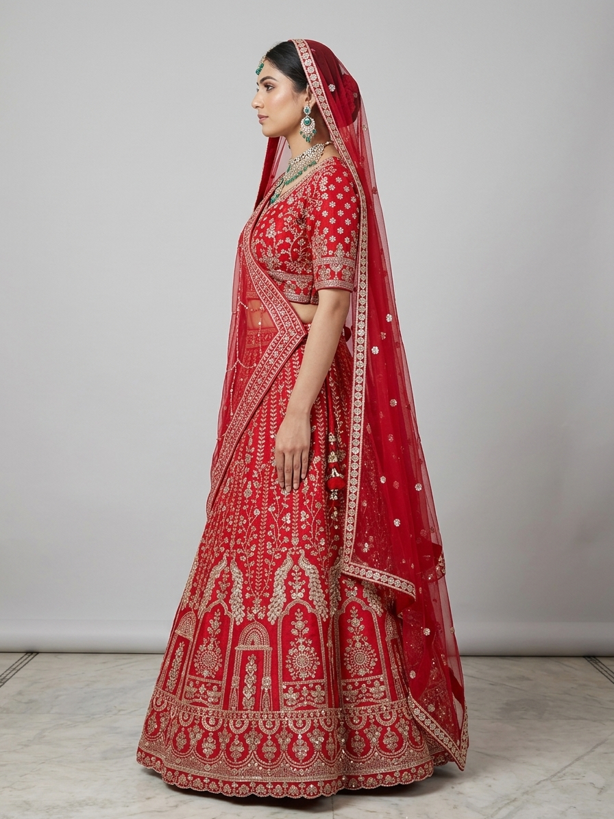 Bridal Lehnga — Model — left side view