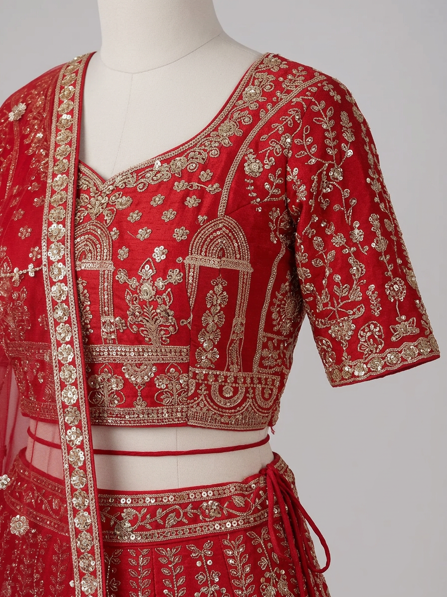Bridal Lehnga — Macro — work close-up