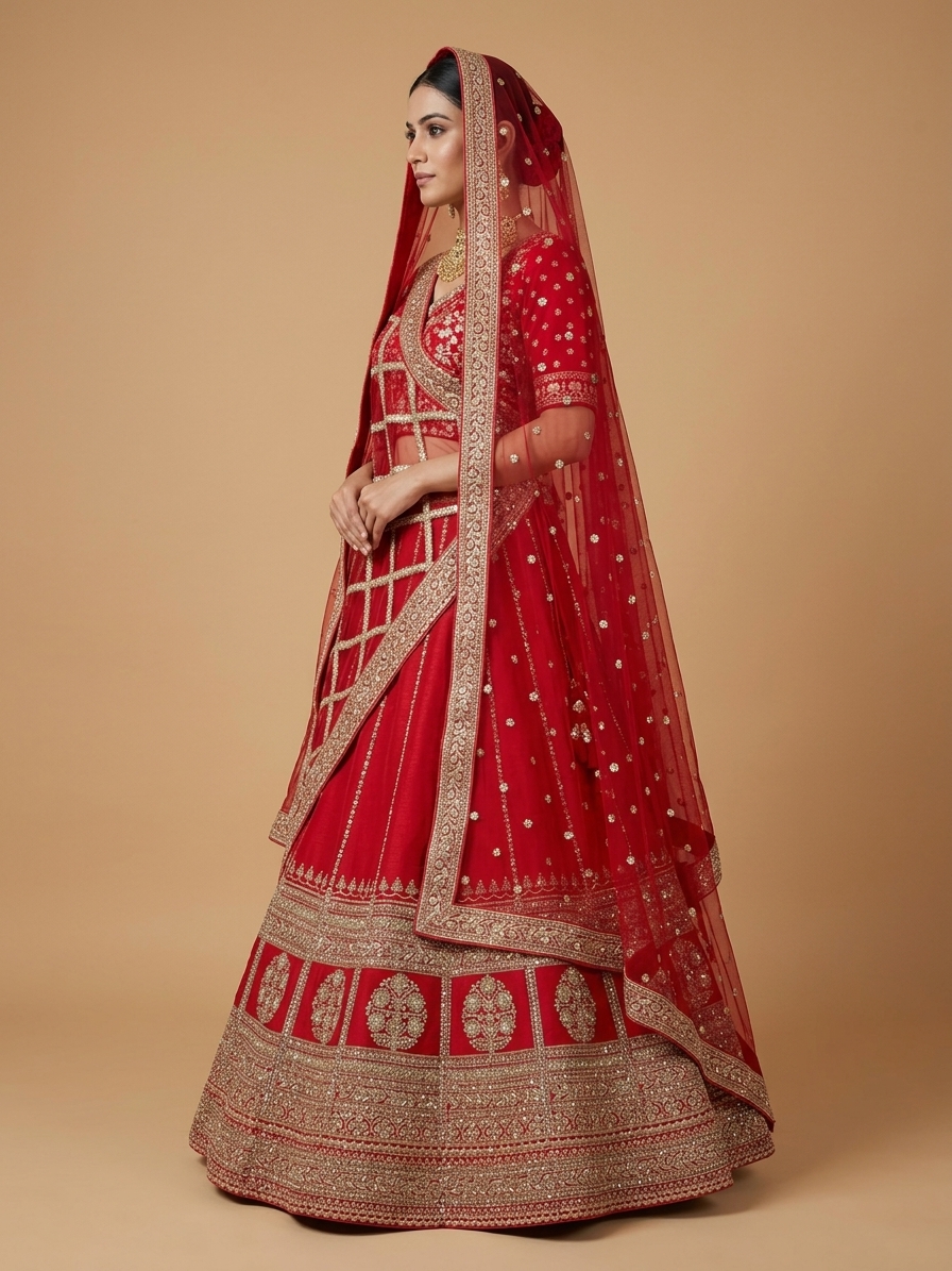 Bridal Lehnga — Model — left side view
