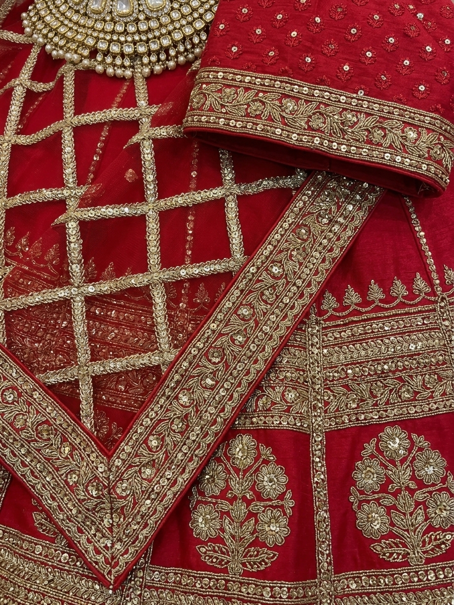 Bridal Lehnga — Macro — work close-up