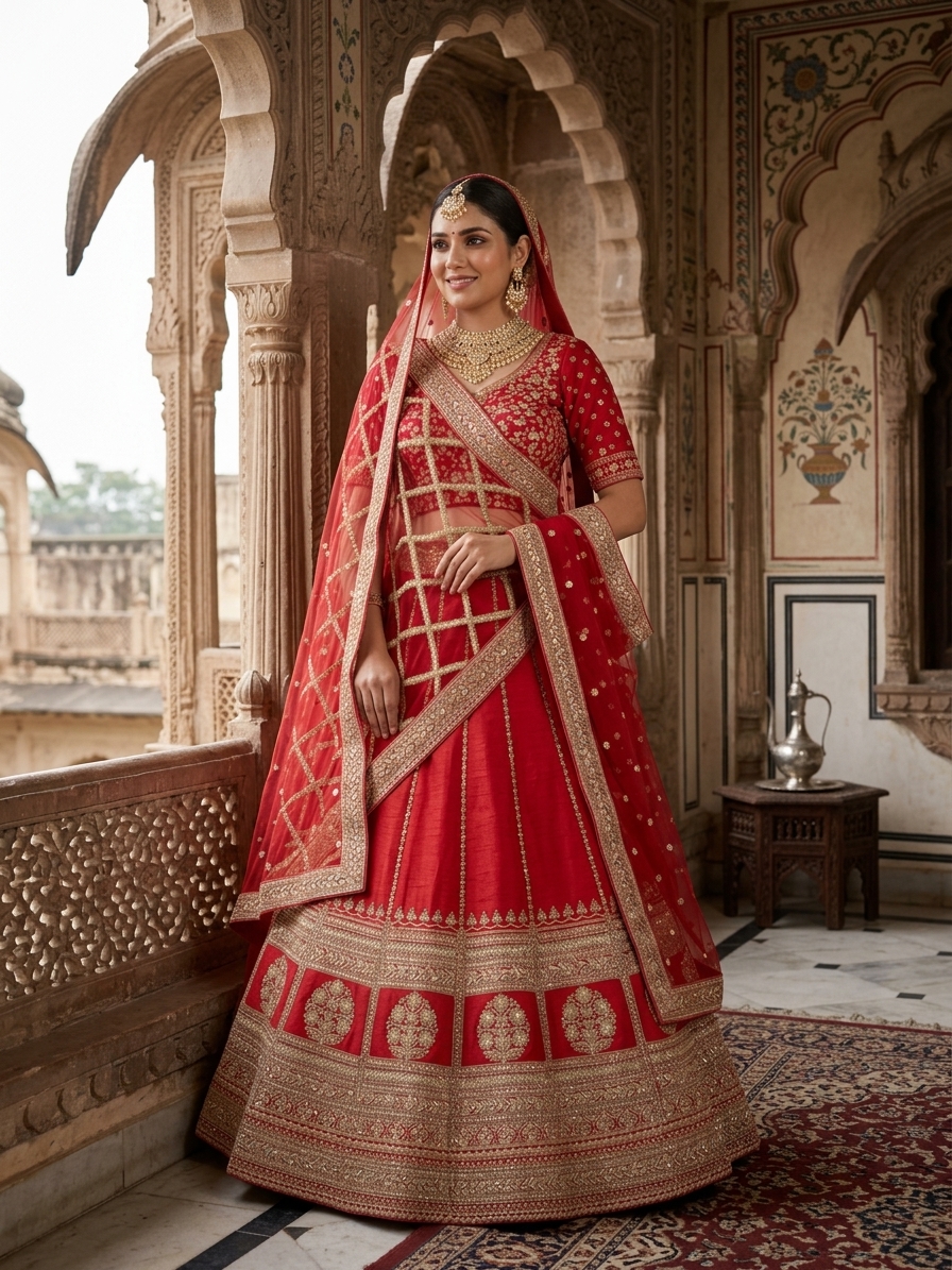 Bridal Lehnga — Indian bride wearing it · Heritage haveli