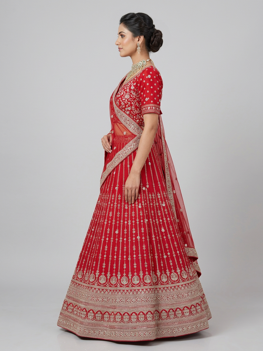 Bridal Lehnga — Model — left side view
