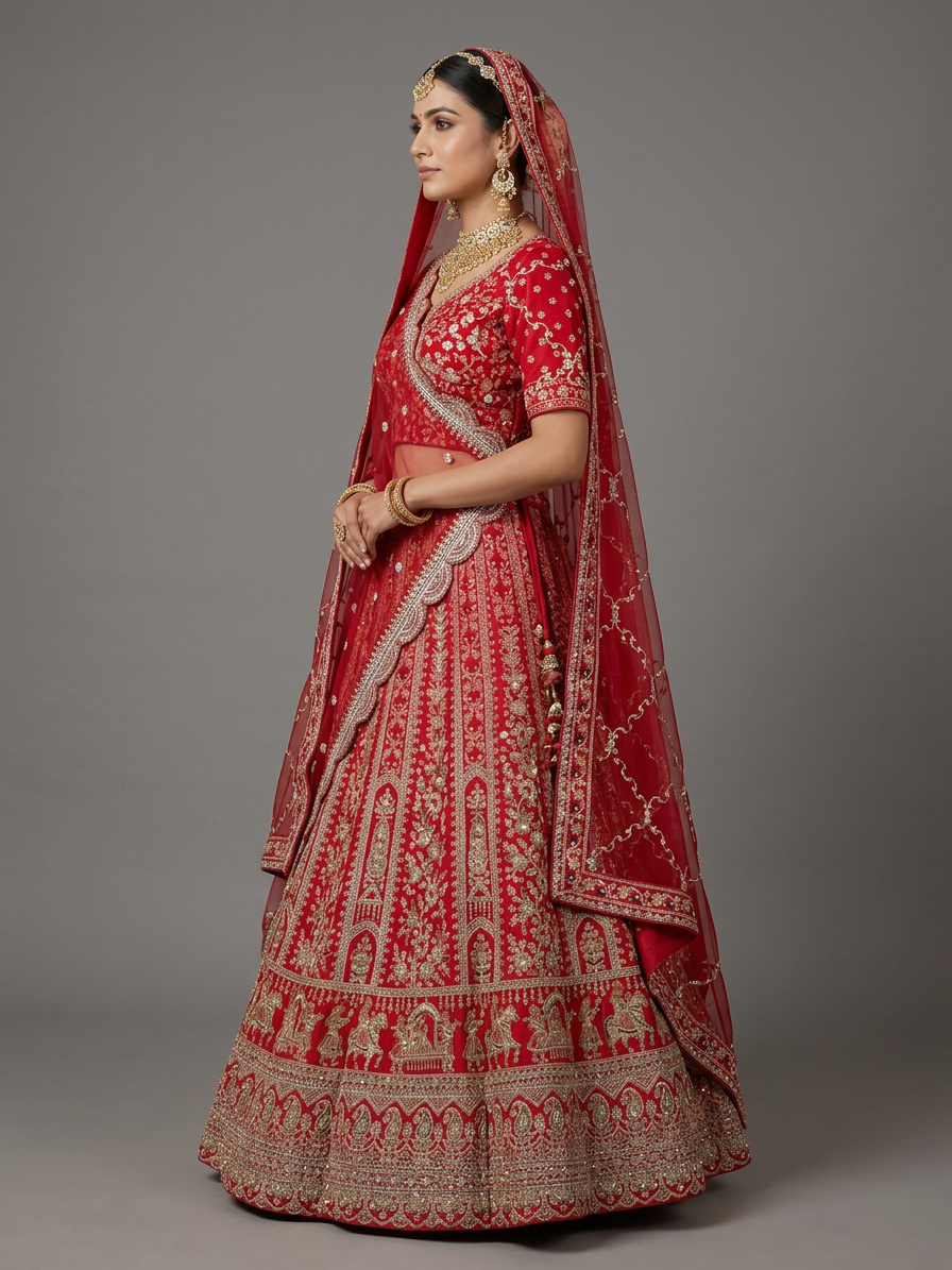 Bridal Lehnga — Model — left side view