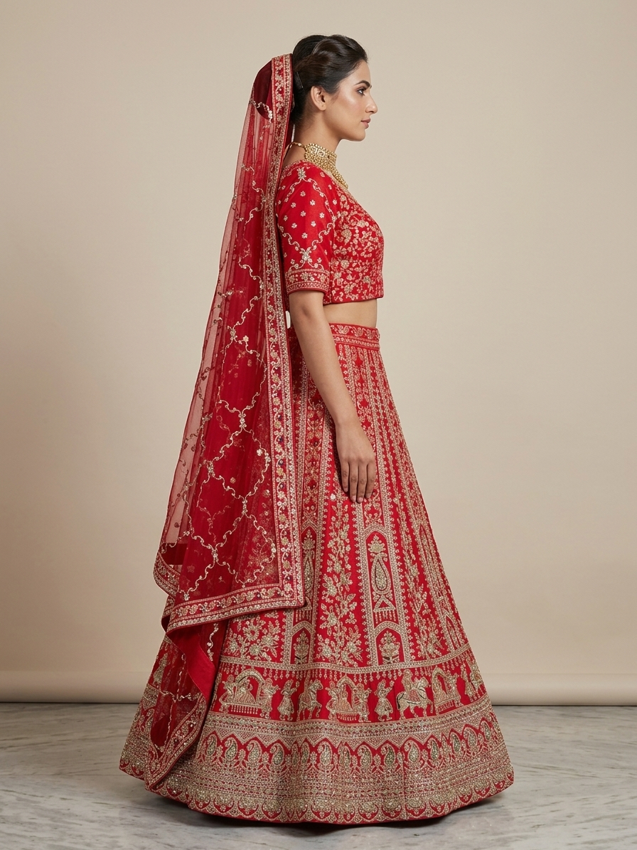 Bridal Lehnga — Model — right side view