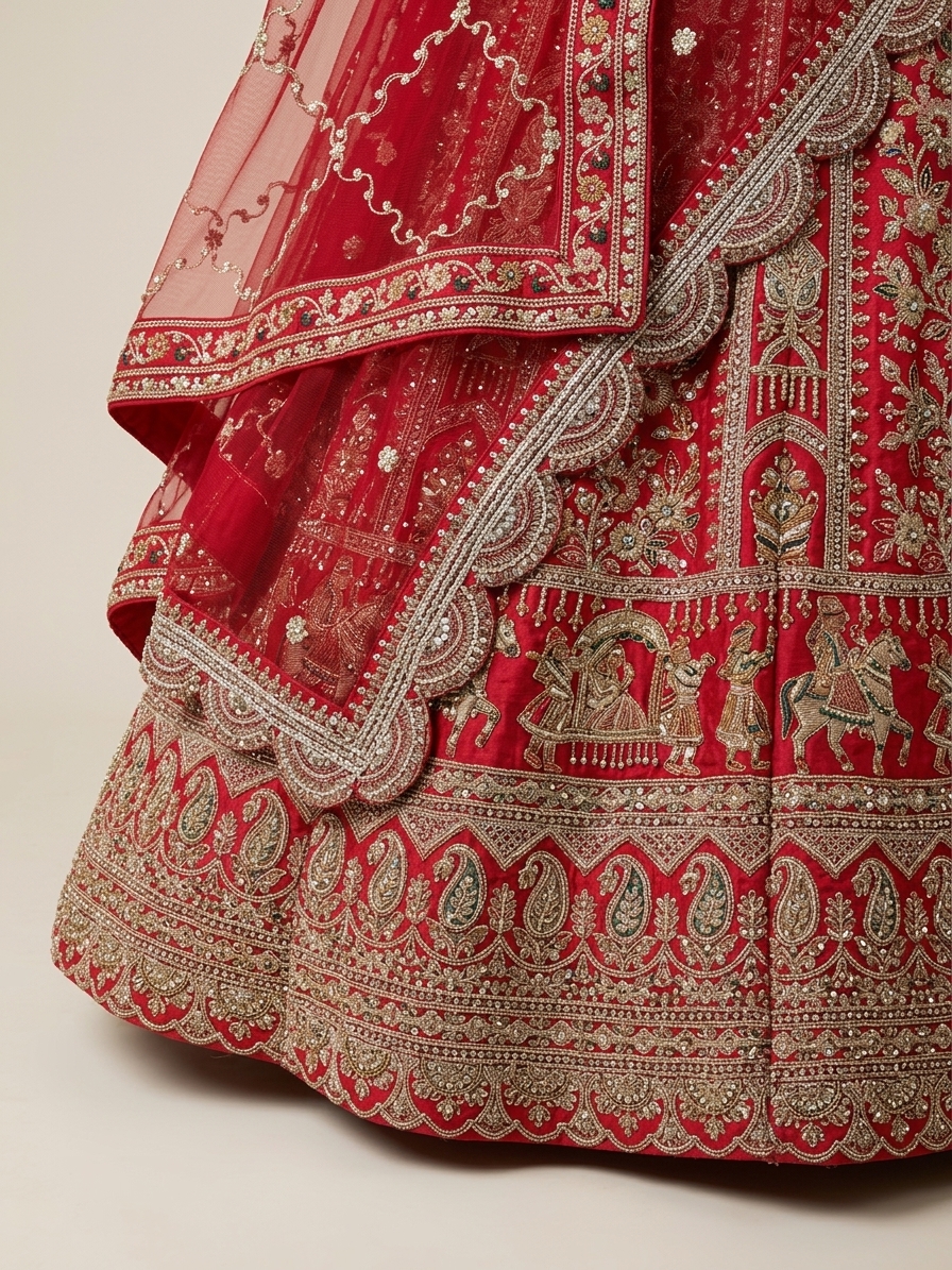 Bridal Lehnga — Macro — work close-up