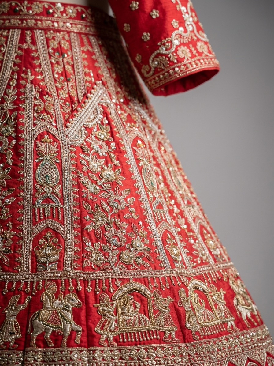 Bridal Lehnga — Fabric texture